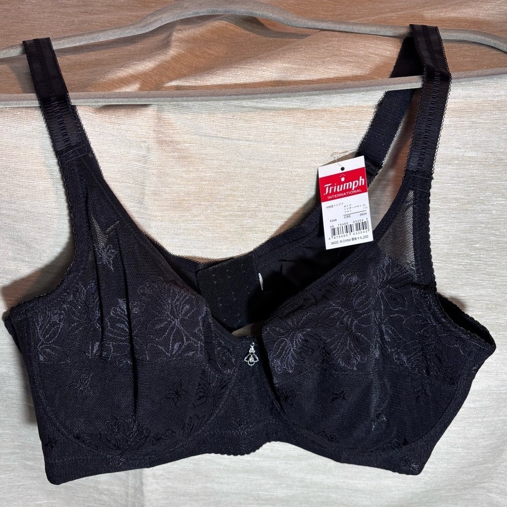 Triumph Sz C95 Sheer Overlay Padded Cups Underwire Lace Bra NEW WITH TAG